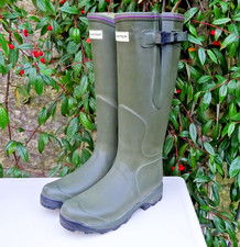 Hunter Balmoral Adjustable Size 6 Neoprene Lined Wellington Boots Green