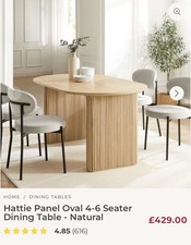 Dusk Hattie Natural Oak Panel Dining Table 4-6 Seater