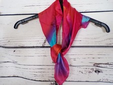 VINTAGE LADIES MULTICOLOURED 100% SILK SQUARE NECK SCARF HEAD SCARF