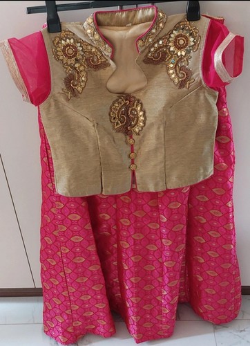 Pink gold indian lehnga with - lehnga,