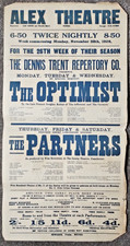 Original Antique 1926 Widnes Alexandra Theatre Playbill - The Optimist