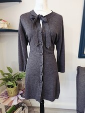 John Smedley 100% Merino Wool Bow Tie Button Front Longline Dress L RRP £285