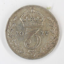 3d 1917 GEORGE V COIN 925 STERLING SILVER THREE PENCE THREEPENNY PIECE