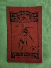 1937 / 1938 Arsenal V Sunderland Excellent Condition Original Rare Programme
