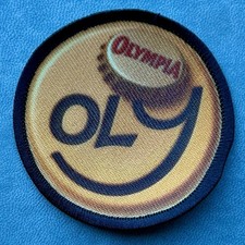 Vintage Olympia Beer Patch - Smiley Face With Bottle Cap Badge