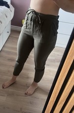 Women's Khaki Green Cropped Trousers, Size 8 UK