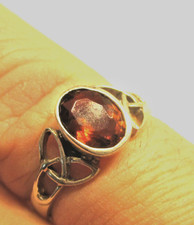 STERLING SILVER  PRETTY  DARK CITRINE CELTIC DRESS RING SIZE  S