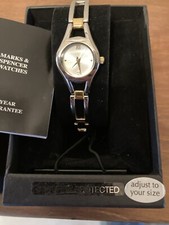 New Boxed Ladies M&S Collection Gold & Silver Coloured Watch 7.75 Inch Strap
