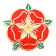 Lancashire Red Rose Enamel Lapel Pin Badge (T295)