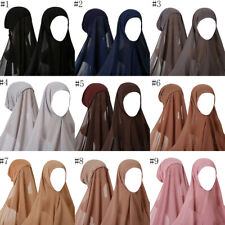 Chiffon Hijab Scarf with Inner Cap Muslim Women Head Scarf with Elastic Bonnet
