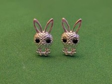 Rabbit Stud Earrings with rhinestone eyes mini