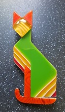 Rare Vintage lea stein Cat brooche