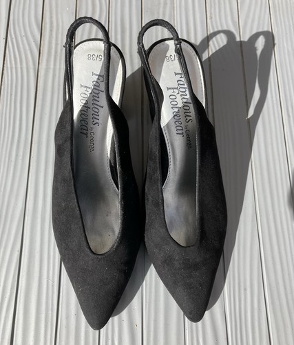 Black suede sling back - black,