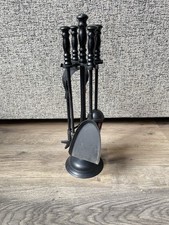 Vintage Wrought Iron Fire Companion Set Black