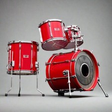 Pre-Owned Yamaha Recording Custom (9000) Hot Red Drum Kit - 18"x14" Bass Drum, 1