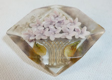 Vintage Reverse Carved Lucite Brooch 1940/50's Flower In Vase