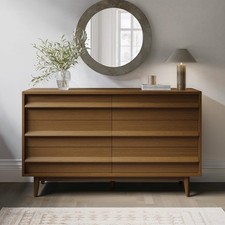 Wide Dark Oak Chest of 6 Drawers - Aksel AKS004