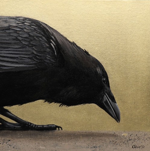 Golden crow giclee - crow, print,