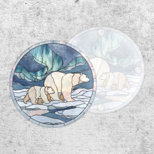 Stained glass polar - stained, bear