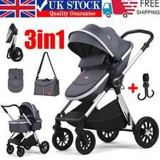 Newborn Baby Pram Pushchair Buggy Stroller 3in1 Travel System Included UK STOCK