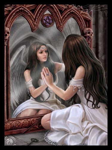 Black framed anne stokes art - black,