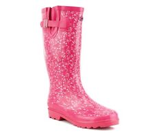 Womens Adjustable Calf Wellies Waterproof Ladies Festival Rain Wellington Boots