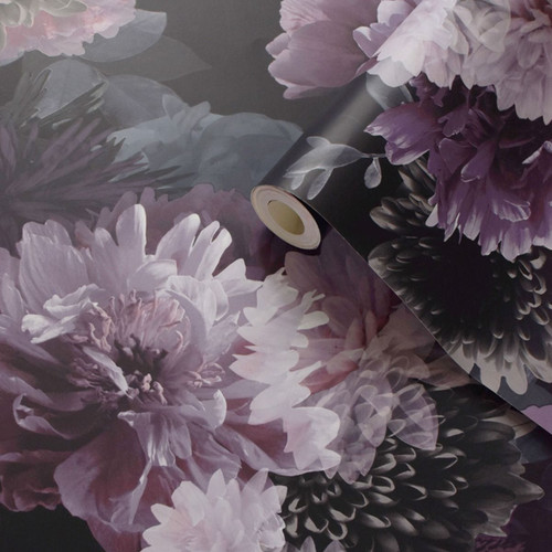 Purple floral wallpaper mauve - purple,