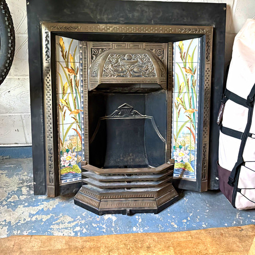 Black cast iron fireplace - black,
