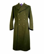 Military Green Wool Overcoat military officer field Long Coat great coat UK
