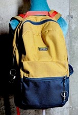 LL Bean Mountain Classic Cordura Backpack Yellow Navy Red Straps Vintage Y2K