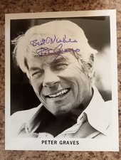Peter Graves "Mission Impossible" "Airplane" Hand Signed 8"X10" Photo AFTAL #216