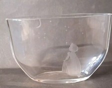 Crystal Vase signed EDVIN OHRSTROM ORREFORS etched girl & Stars Wish to the Moon