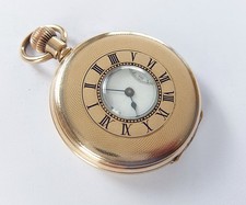 1916 14K GOLD FILLED WALTHAM TRAVELER HALF HUNTER LEVER POCKET WATCH WORKING