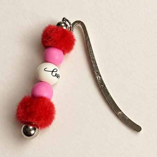 Metal beaded bookmark silver - metal,