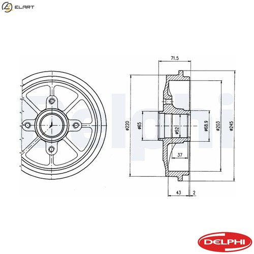 Brake drum bf484 - 2x, for