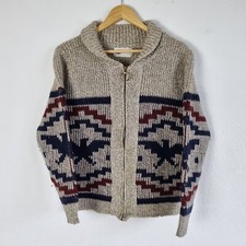 Vintage Cowichan Aztec Jumper Mens Small Winona Knits Zip Up USA Wool Sweater