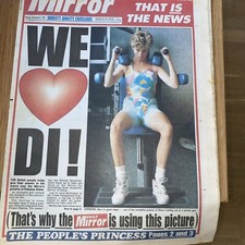The Daily Mirror Newspaper , we Love Di. November 1993. Diana in the Gym.