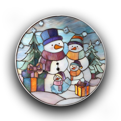 Winter snowman family scene - winter,
