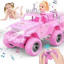 "Pink Remote Control Car with Doll, RC Jeep SUV Toy for Girls Ages 3-10, Gift Id