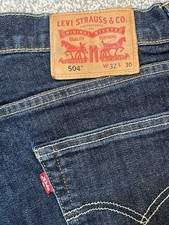Levi's 504 Men's Jeans 32 Waist 30 Leg Regular Fit Dark Blue