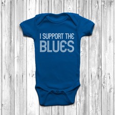 I Support The Blues Baby Grow Body Suit Vest Everton Chelsea Birmingham