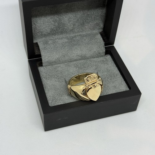 Mens 9ct claddagh ring - mens,