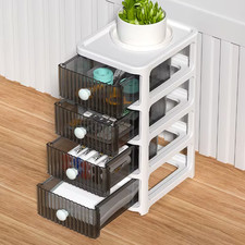 Four Layer Drawer Desktop Storage Organizer White Plastic Storage draw