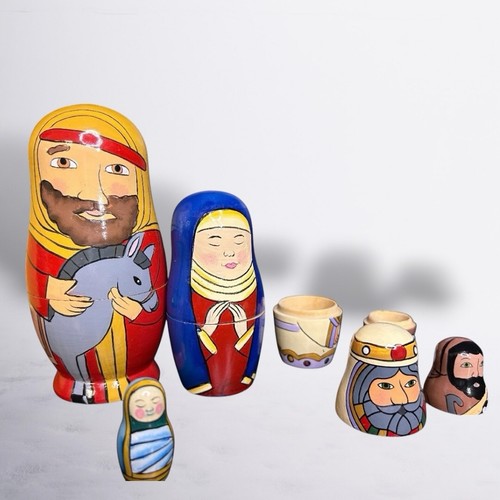 Hand painted nativity nesting - hand,