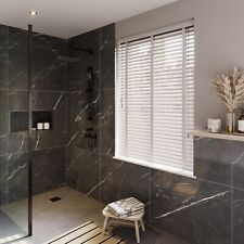 50mm PVC Faux-Wood Venetian Blinds Decorative Tapes White Grey Made to Measure