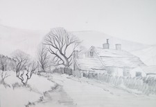 Original Pencil Drawing, 'Oxenhope', Tom Sykes (1913-1997), 1980's