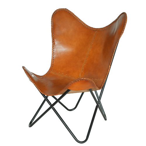 Leather butterfly chair retro - leather,