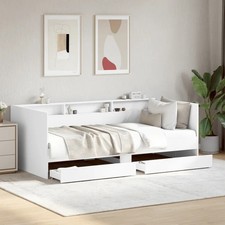 WALPLUS Daybed with Drawers White 75x190cm Small Single No Mattress