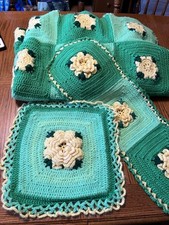 Vtg Crochet Afghan Blanket