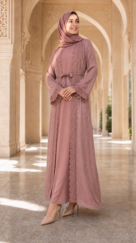 Women abaya dusty rose pink - abaya,